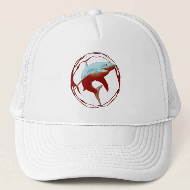 Great White Shark Graphic Design Trucker Hat (Front)