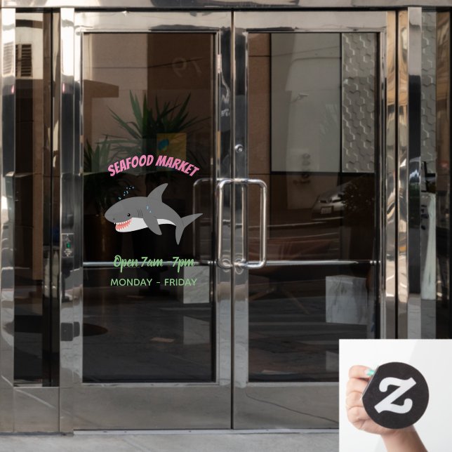 Great white shark happy cartoon illustration (Office Door)