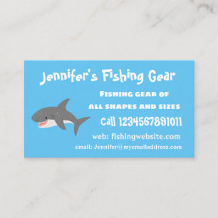 Great white shark happy cartoon illustration business card