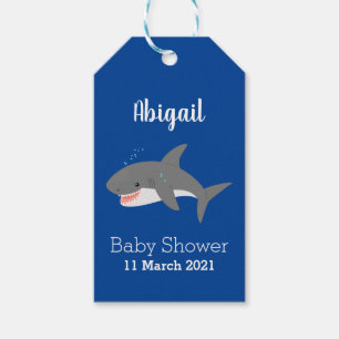 Great white shark happy cartoon illustration gift tags