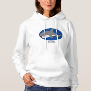 Great white shark happy cartoon illustration hoodie