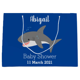 Great white shark happy cartoon illustration large gift bag