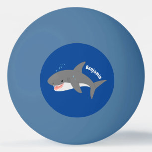 Great white shark happy cartoon illustration ping pong ball