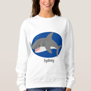 Great white shark happy cartoon illustration sweatshirt