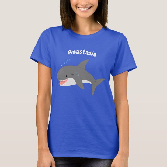 Great white shark happy cartoon illustration T-Shirt (Front)