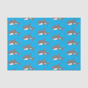 Great white shark happy cartoon illustration tissue paper