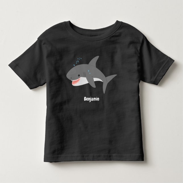 Great white shark happy cartoon illustration toddler T-Shirt (Front)