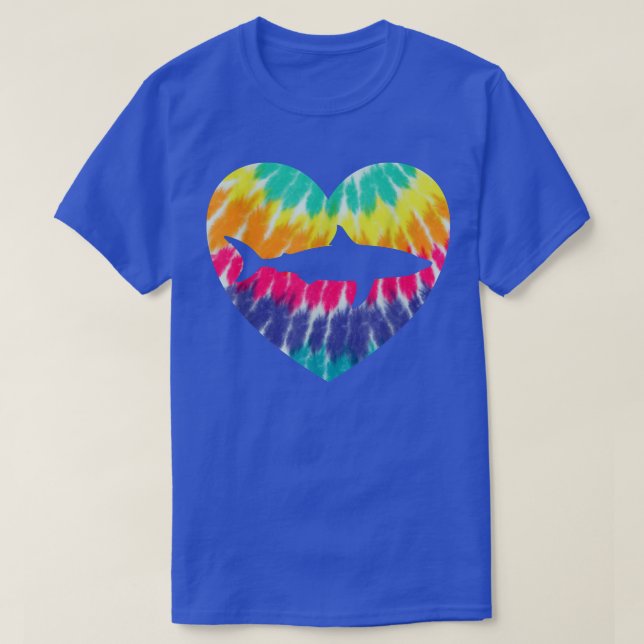 Great White Shark Heart With Tie dye Print For Sha T-Shirt (Design Front)