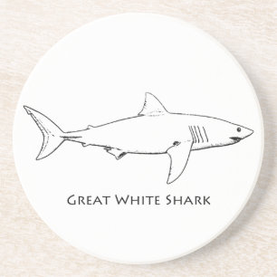 Great White Shark (line art) Coaster