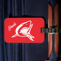 Great white shark logo personalised red travel