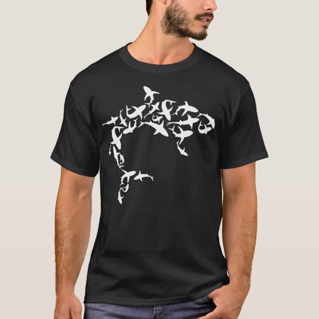 Great White Shark Lover Graphic Silhouette  T-Shirt (Front)