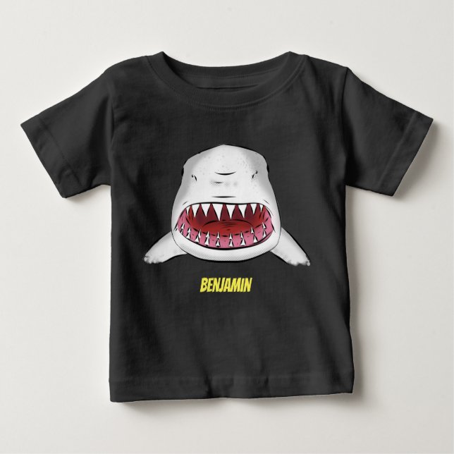 Great white shark mean cartoon illustration baby T-Shirt (Front)