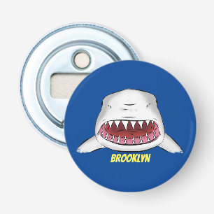 Great white shark mean cartoon illustration bottle opener