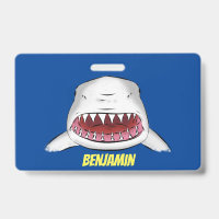 Great white shark mean cartoon illustration