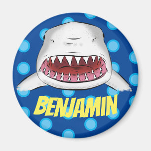 Great white shark mouth comic cartoon illustration magnet