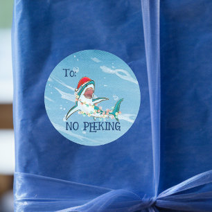 Great White Shark Ocean No Peeking Classic Round Sticker