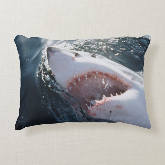 Great White Shark on sea Decorative Cushion (Front)