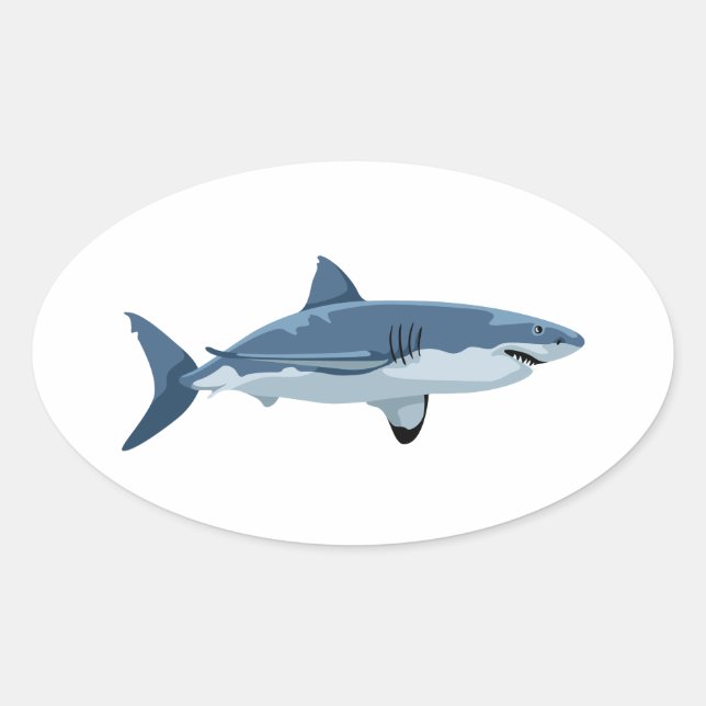 Great White Shark Oval Sticker (Front)