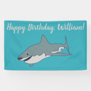 Great White Shark Personalised Birthday Party Banner
