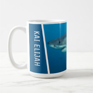 Great White Shark Personalised Dark Blue Large Coffee Mug