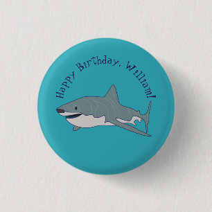 Great White Shark Personalised Message 3 Cm Round Badge