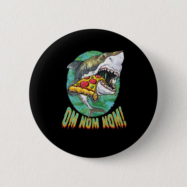 Great White Shark Pizza 6 Cm Round Badge (Front)