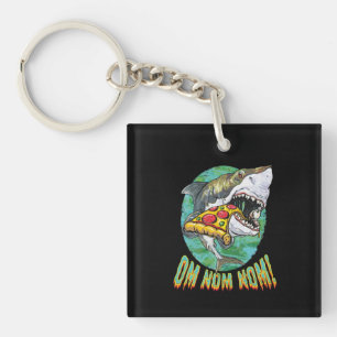 Great White Shark Pizza Key Ring