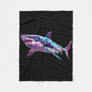 Great White Shark Polygon Fishing Scuby Diving Sha Fleece Blanket