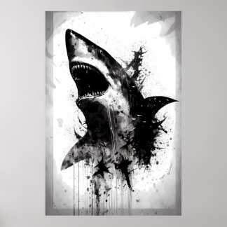Great White Shark Portrait Poster