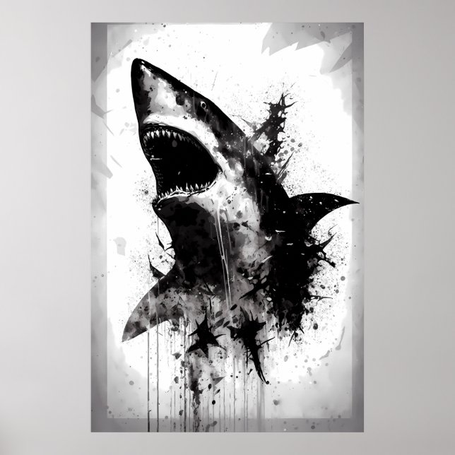 Great White Shark Portrait Poster (Front)