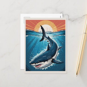 Great White Shark Poster Holiday Postcard