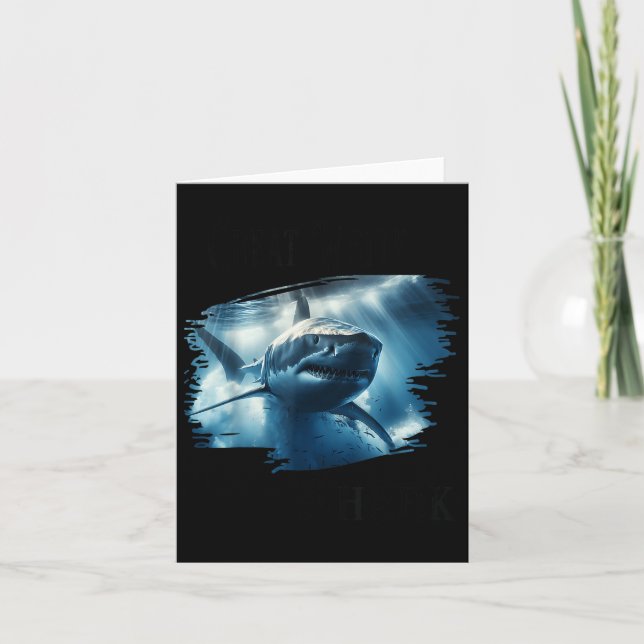 Great White Shark, Shark Swimming In The Ocean  Card (Front)