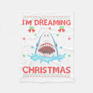Great White Shark Ugly Xmas Sweater Shark Fishing Fleece Blanket