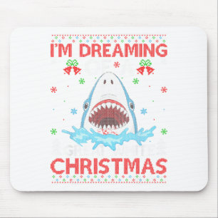 Great White Shark Ugly Xmas Sweater Shark Fishing Mouse Pad