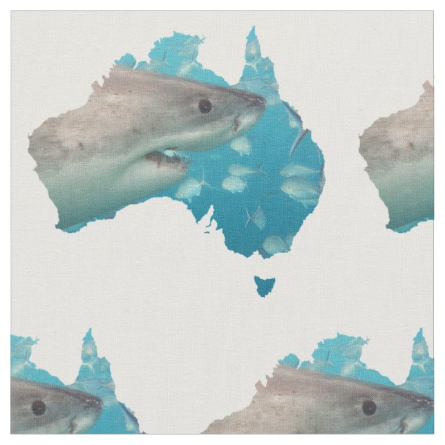 Great White Shark Underwater Australia Fabric (Close Up)