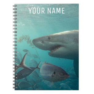 Great White Shark Underwater Portrait Personalised Notebook