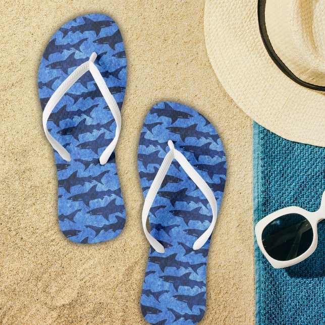 Great White Sharks Beach Party Fun Jandals (Creator Uploaded)