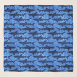 Great White Sharks in the Deep Blue Sea Scarf<br><div class="desc">Elegant coastal fashion school of sharks scarf against a vibrant blue background.</div>