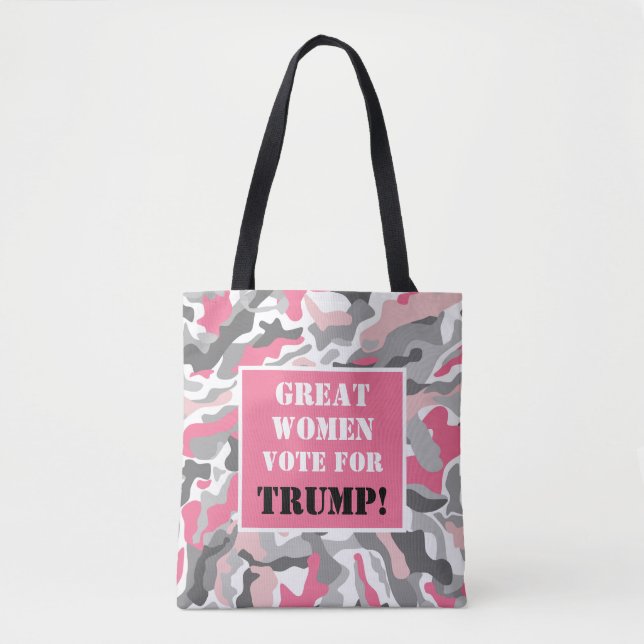Great Women Vote for Trump Pink Camo Tote Bag (Front)
