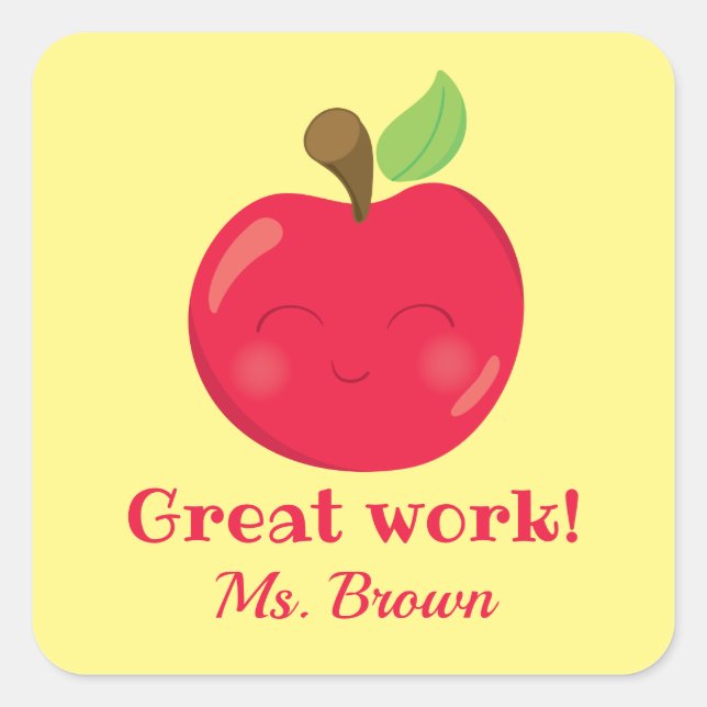 Great work apple square sticker (Front)