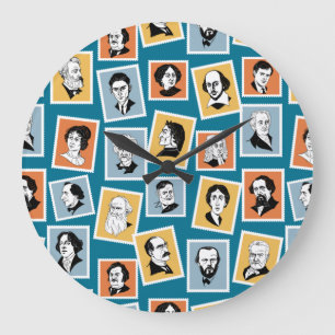 Great writers, poets and playwrights on stamps-1 large clock
