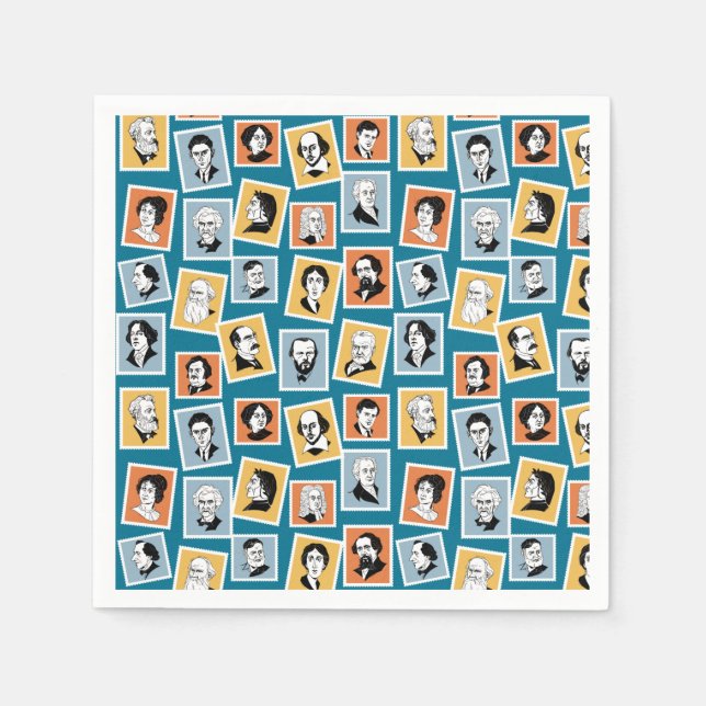 Great writers, poets and playwrights on stamps-1 napkin