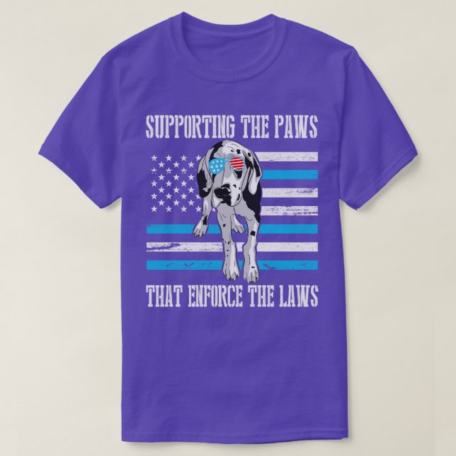 Greatdane Dog With Cool US Flag Glasses Supporting T-Shirt (Design Front)
