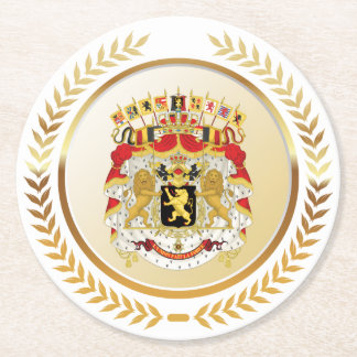 Greater Coat of Arms of Belgium Round Paper Coaster