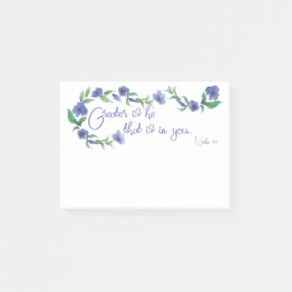 "Greater Is He" sticky notes