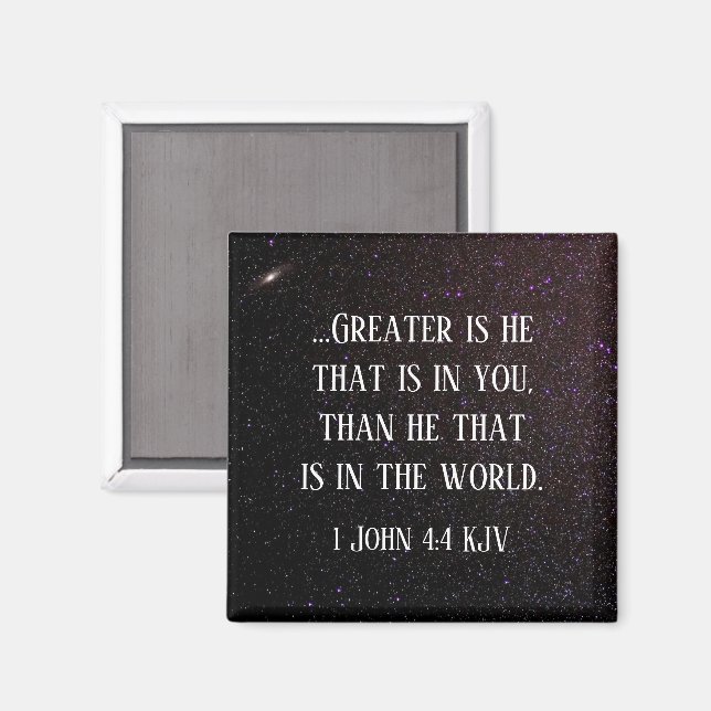 Greater is He that is in You, Scripture Starry Sky Magnet (Front/Back)