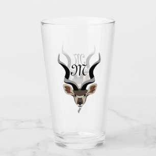 Greater Kudu Head Illustrated Monogram Glass