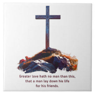 Greater Love Hath No Man Bible Verse Faith Tile