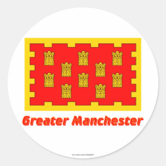 Greater Manchester Flag with Name Classic Round Sticker