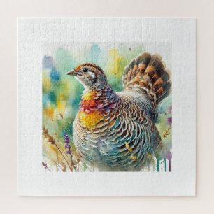 Greater Prairie Chicken 290824AREF128 - Watercolor Jigsaw Puzzle